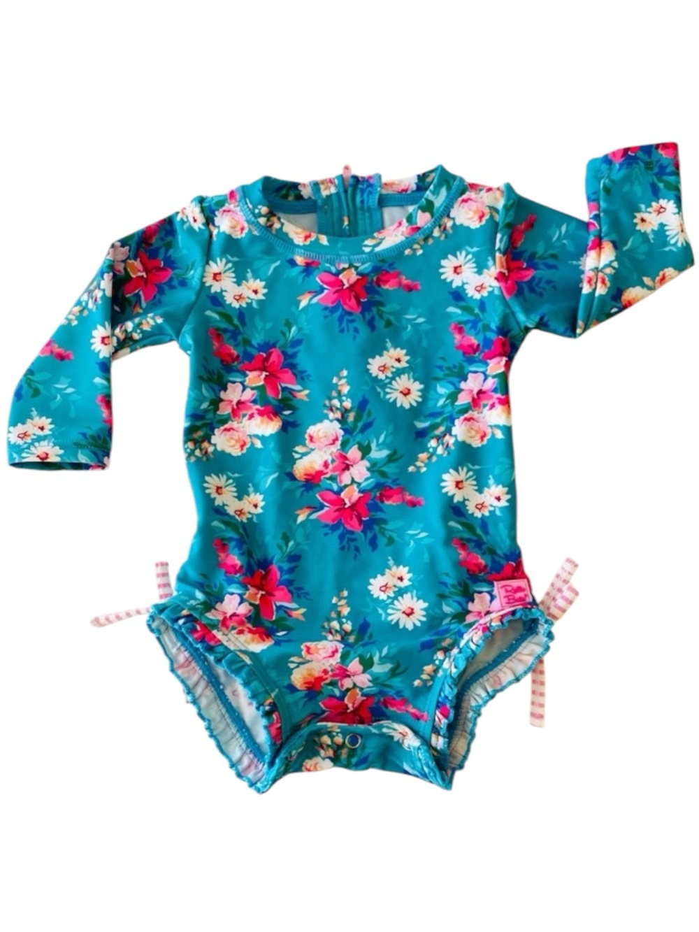 RuffleButts Baby UPF50+  Floral Long Sleeve One Piece Rash Guard 6-12M Swimsuit